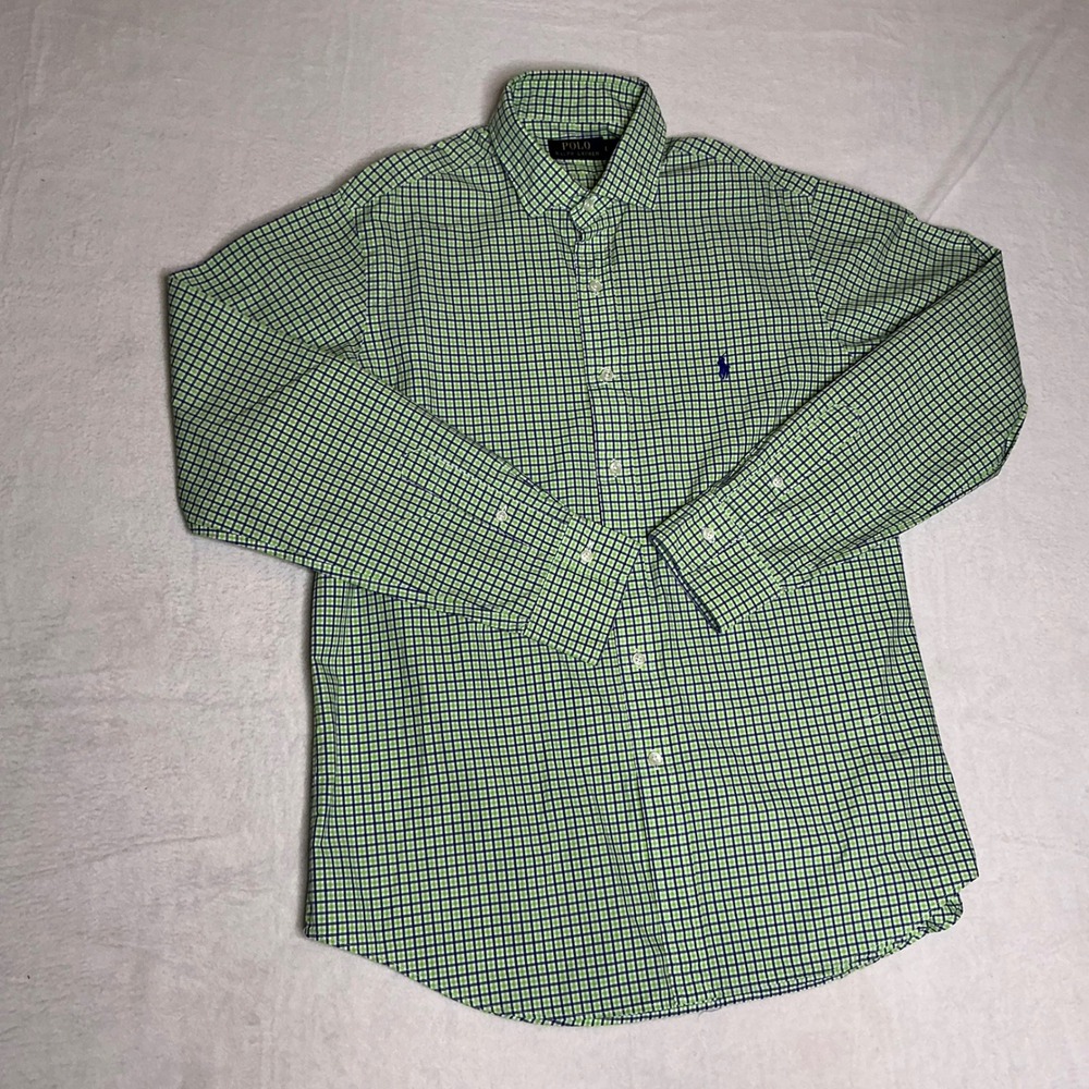 Polo Ralph Lauren Men's Classic Fit Plaid Button Down Shirt Green Blue Size L